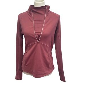 90 Degree Womens Medium Long Sleeve Front Vented Zip Athletic Top w Thumbholes